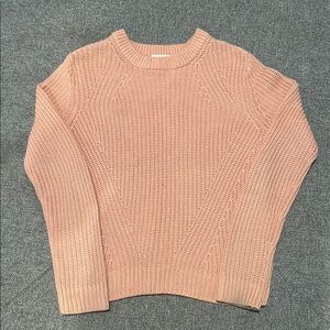 H&M Pink Crew Neck Sweater with Ribbed Knit